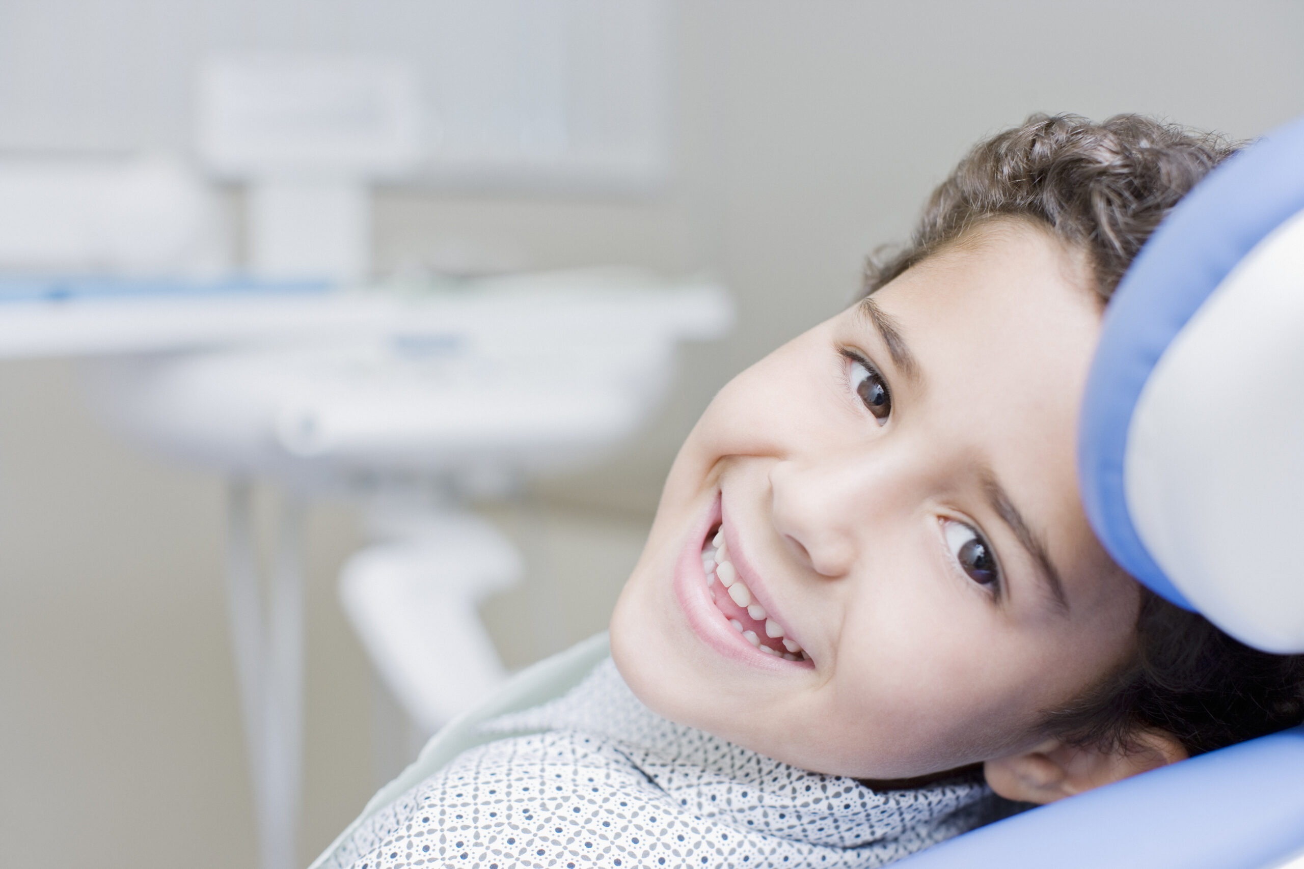 a child in an exam chair