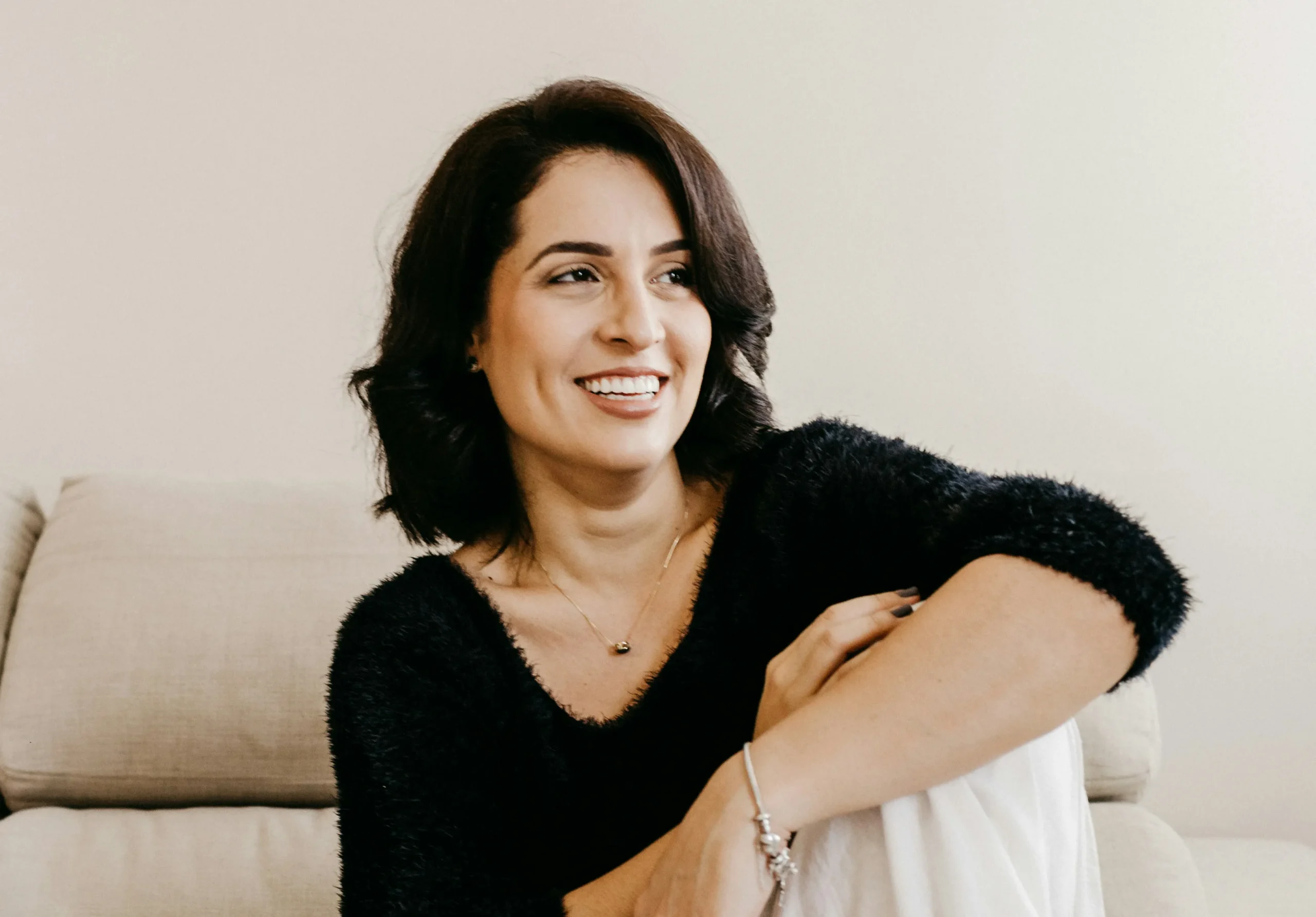 a nice lady smiling